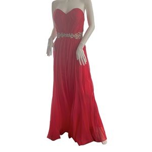 La Femme NWT sz8 Strapless Gown Style#21177 Gold Embellishment Waist Prom Formal